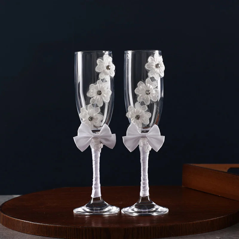 Paire de Verre Mariage à Fleurs Unique
