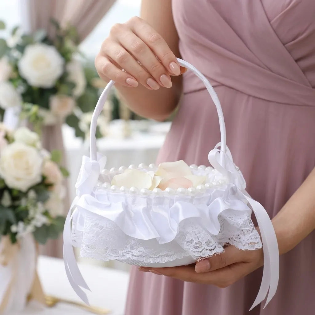 Panier à Pétales Perlé romantique