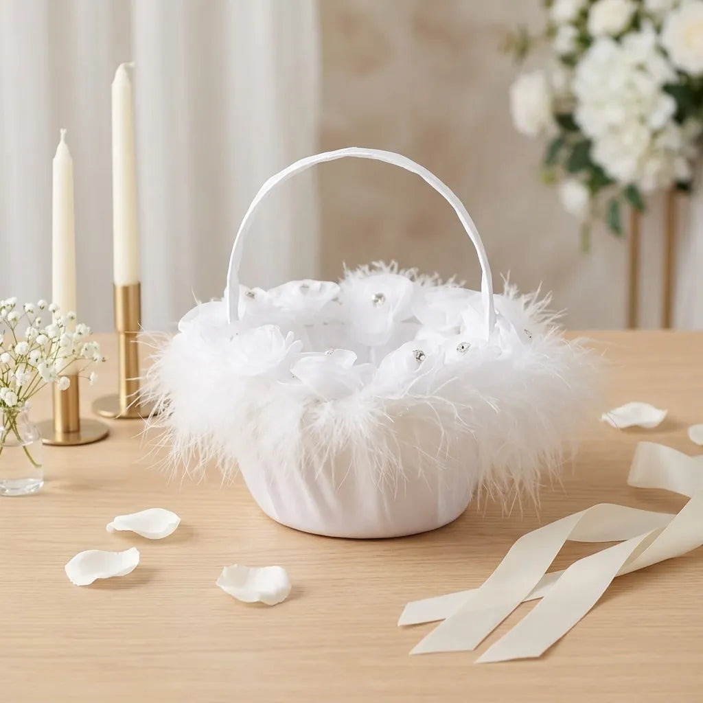 Panier à Pétales à Plumes romantique