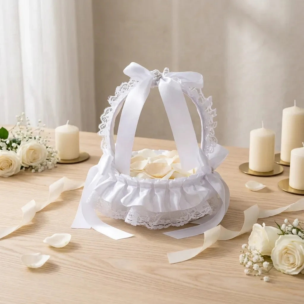 Panier à Pétales Vintage Blanc romantique
