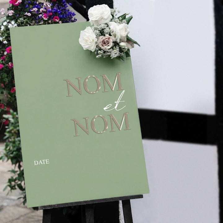 Panneau Bienvenue Mariage Vert Sauge
