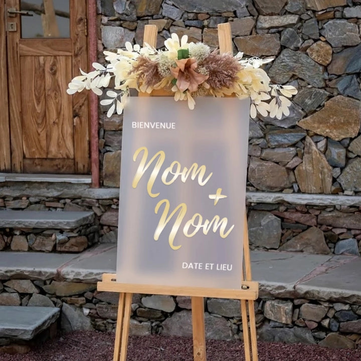 Panneau de Bienvenue Mariage Acrylique Givré