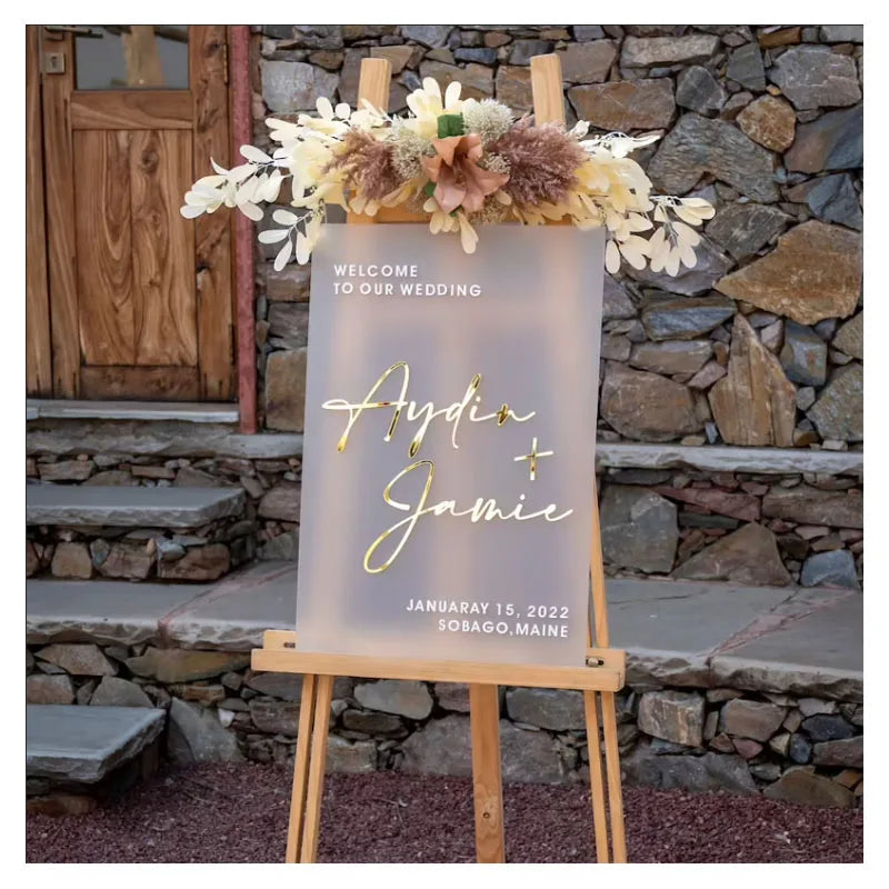 Panneau de Bienvenue Mariage Acrylique Givré Unique