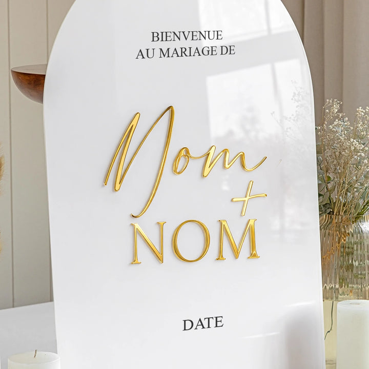 Panneau de Bienvenue Mariage Arc en Acrylique