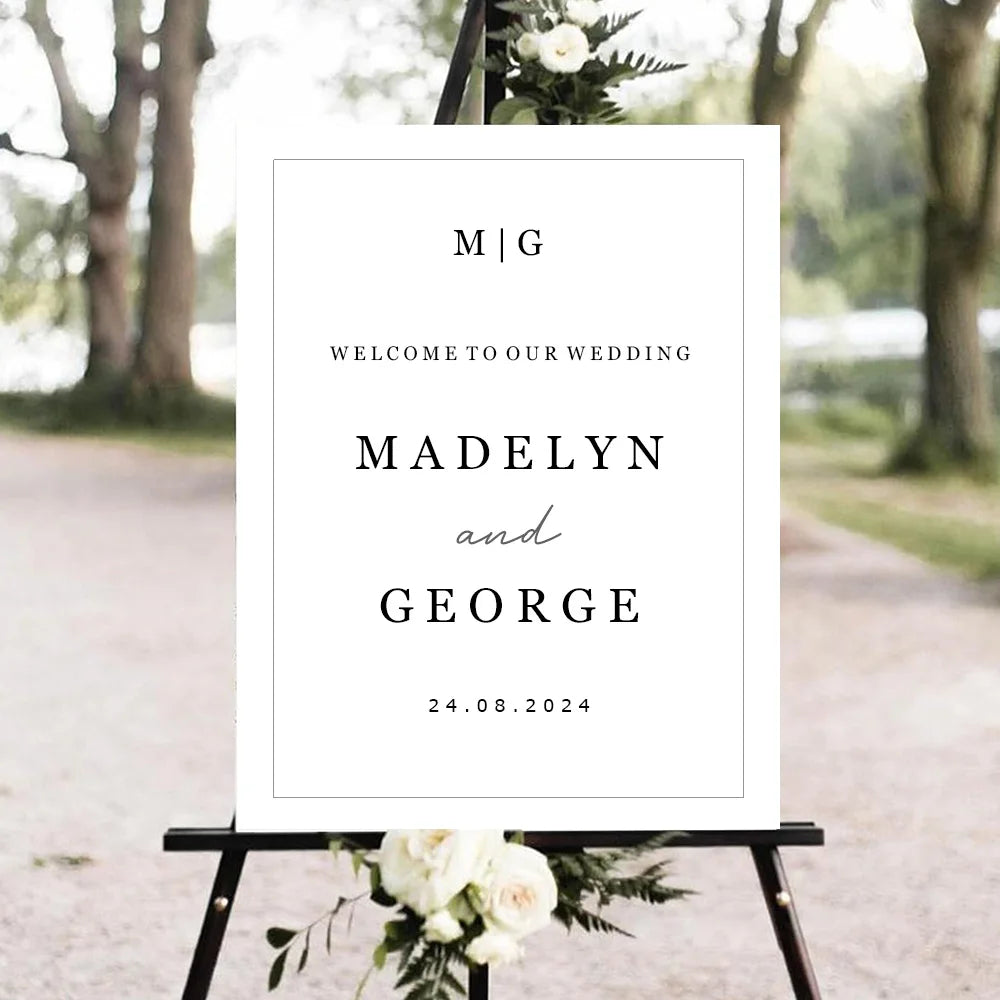 Panneau de Bienvenue Mariage Minimaliste Unique