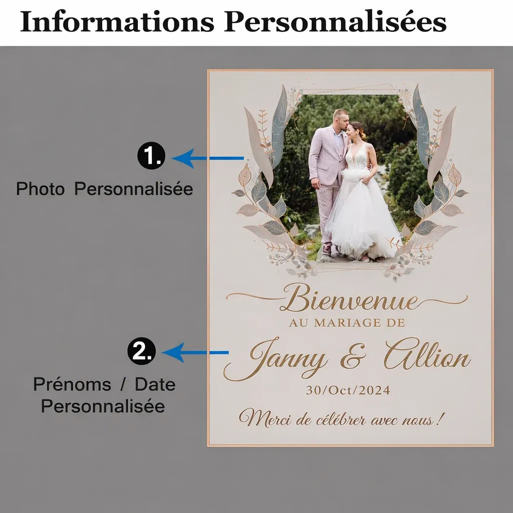 Panneau de Bienvenue Mariage Plexi Détails