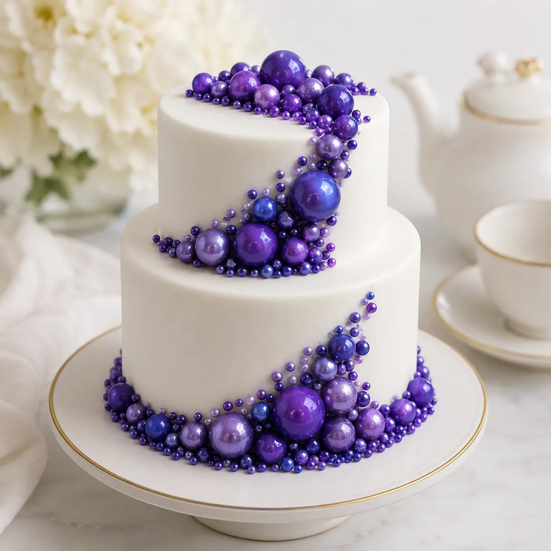 Perle Comestibles Violettes Gâteau