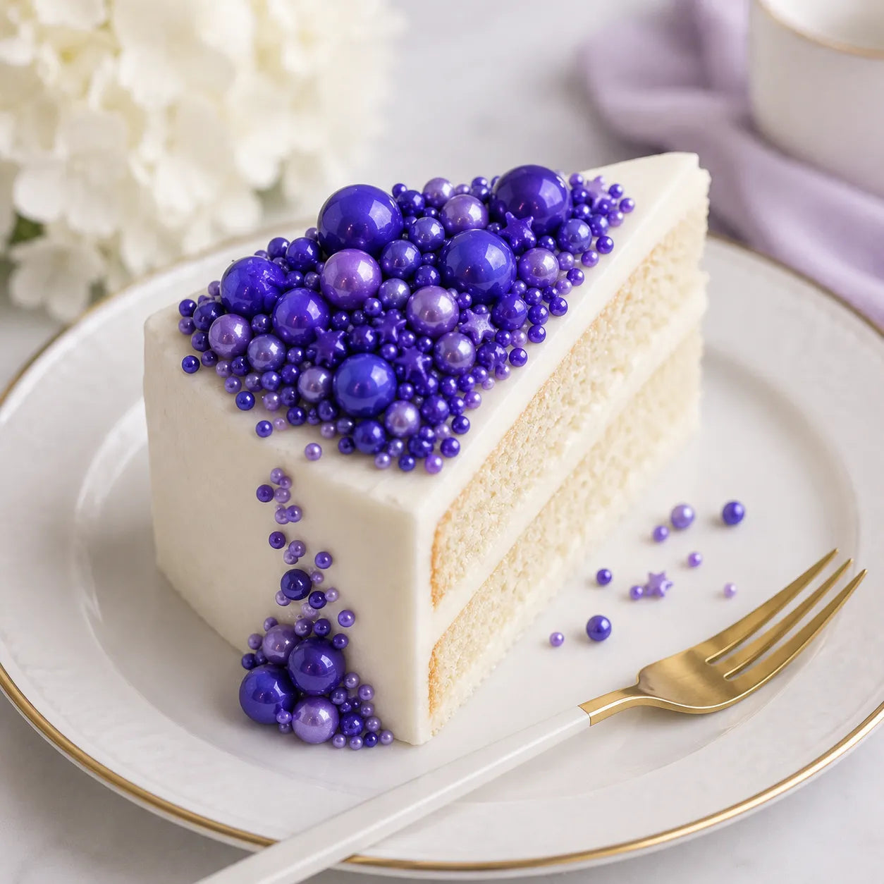 Perle Comestibles Violettes Gâteau originale