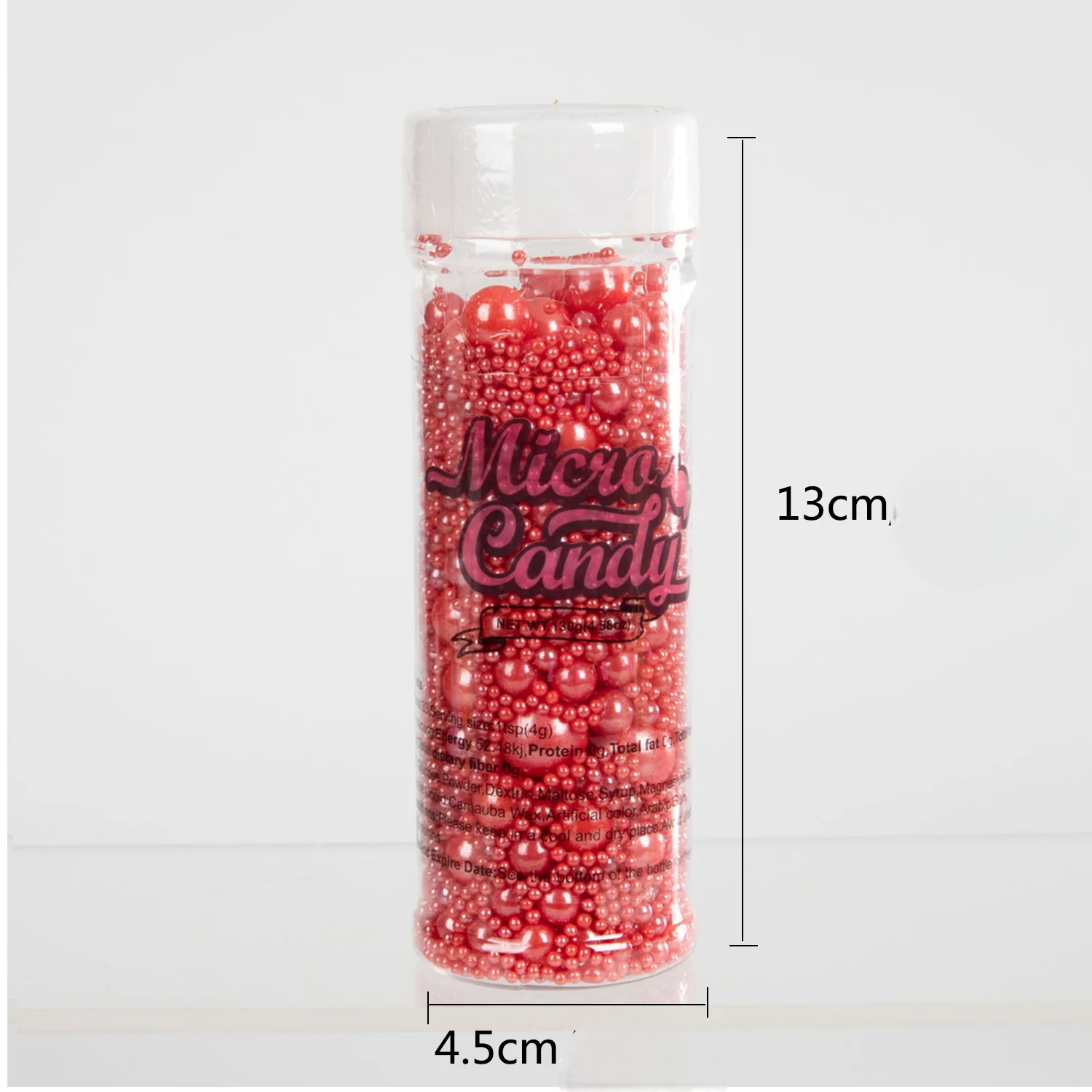 Perles Déco Gâteau Comestibles Rouges Dimension