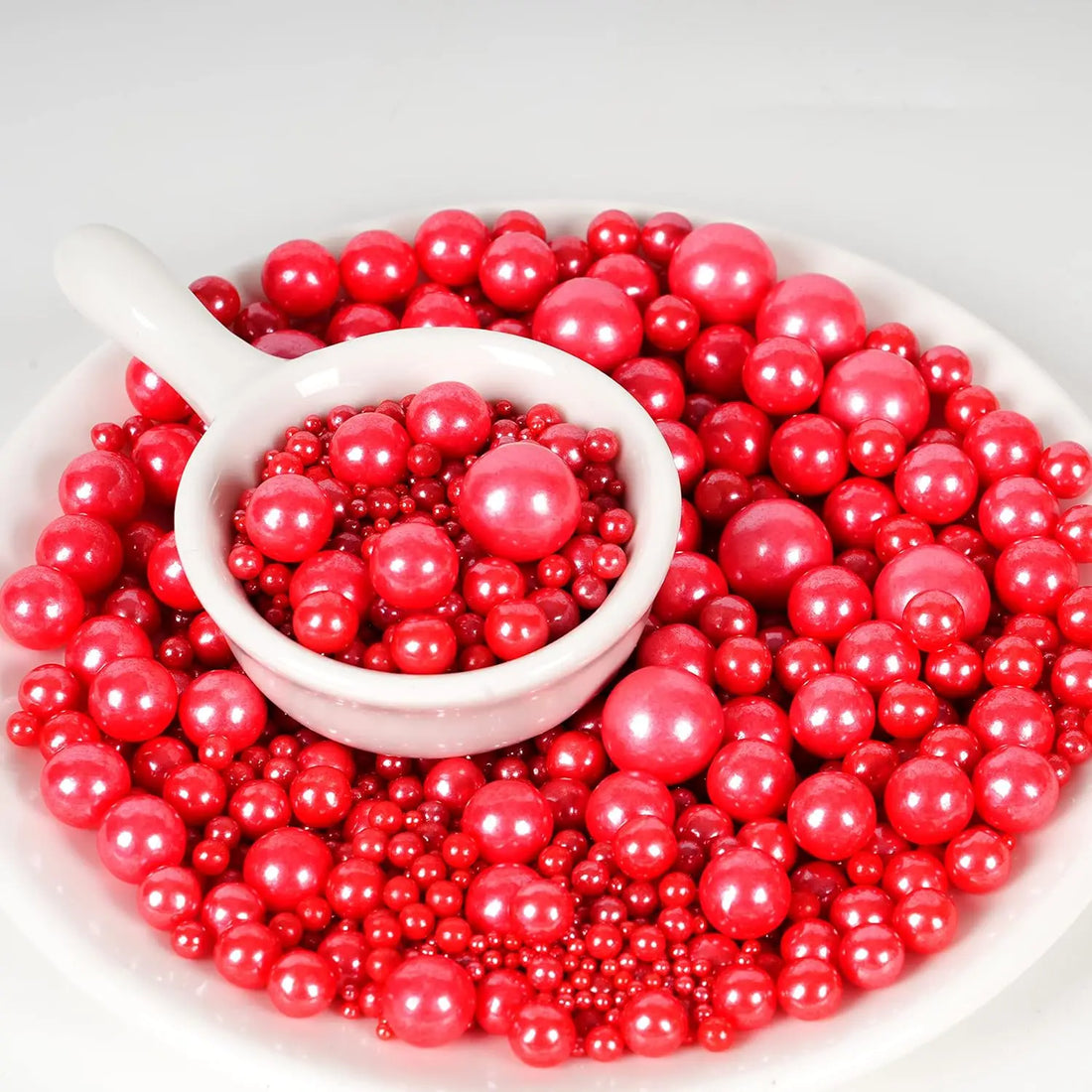 Perles Déco Gâteau Comestibles Rouges Vif