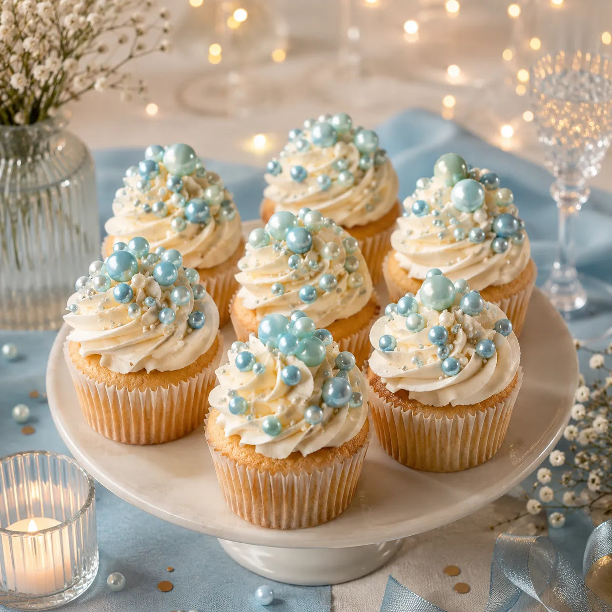 Perles Décoratives Bleues pour Gâteau 