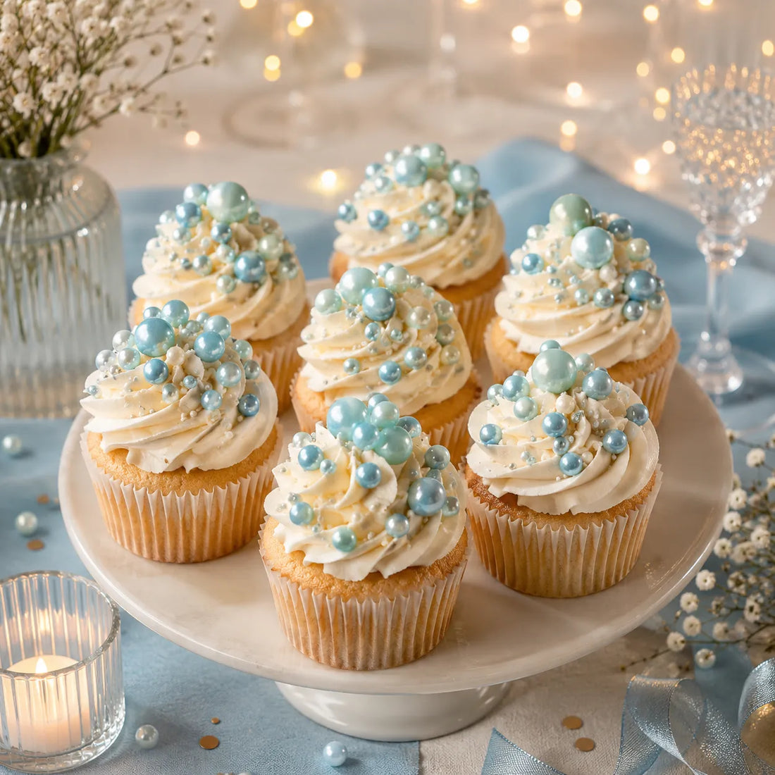 Perles Décoratives Bleues pour Gâteau 