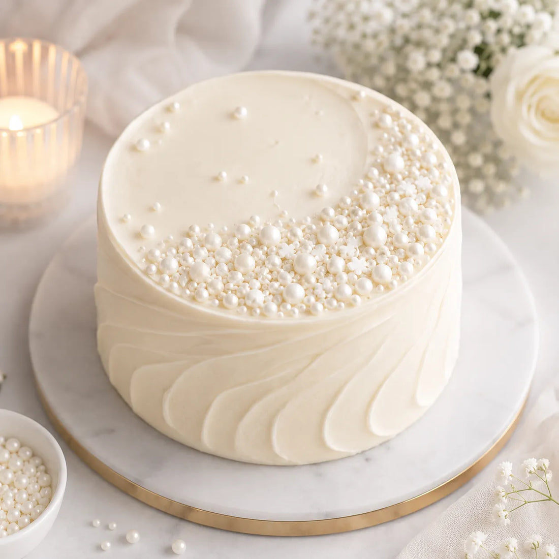 Perles Et Vermicelles Blancs Déco Gâteau chic