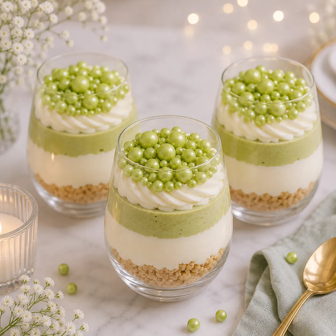 Perles Vertes Comestibles Gâteau festif