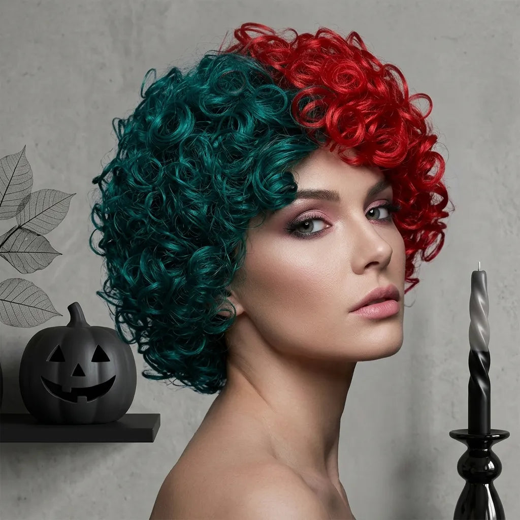 Perruque Clown Vert et Rouge Unique