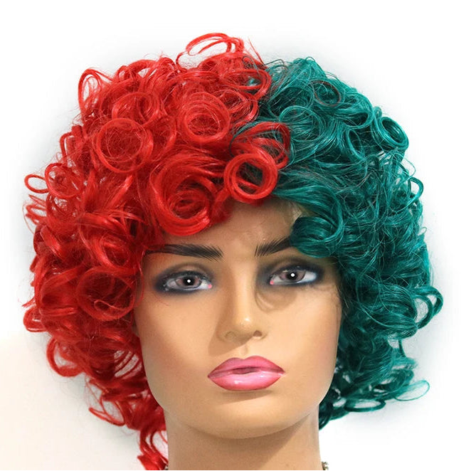 Perruque Clown Vert et Rouge rigolo