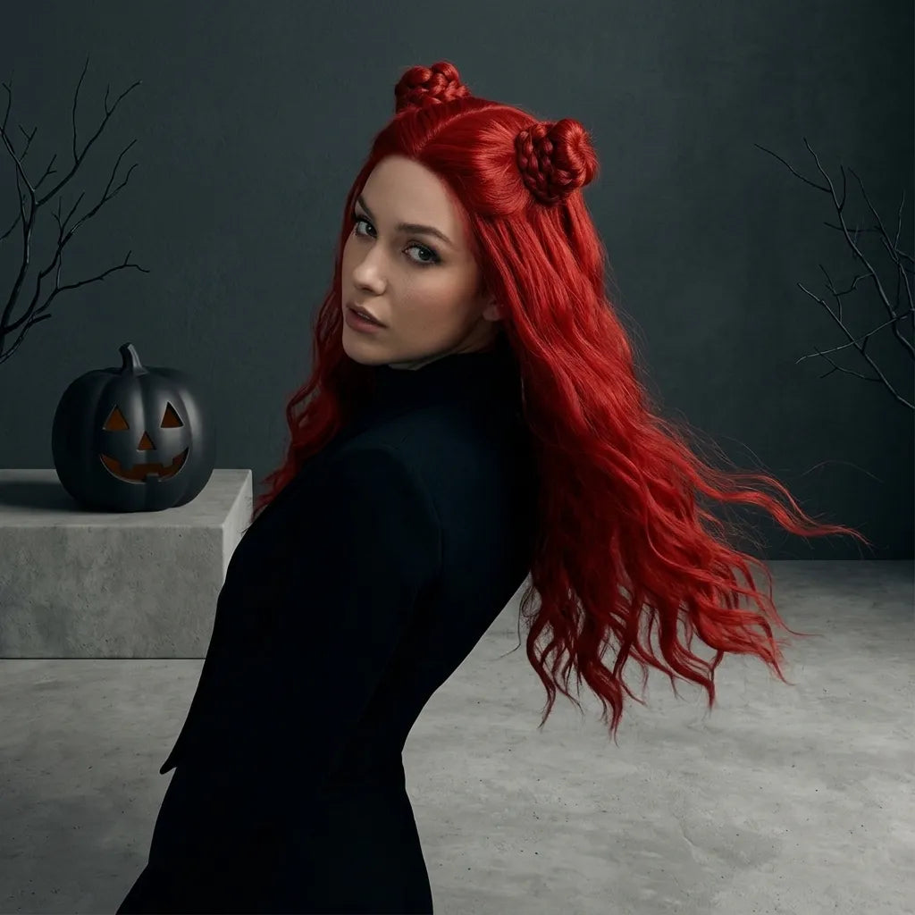 Perruque Cosplay Halloween Rouge Unique