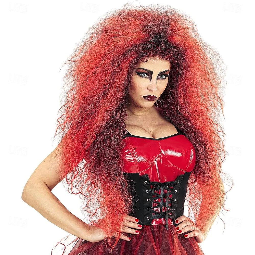 Perruque Sorcière Rouge Halloween réaliste