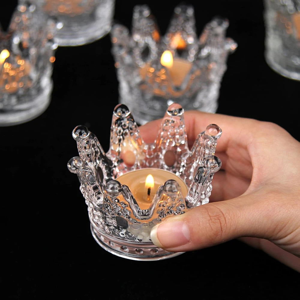 Petit Photophore Couronne en Cristal Chic