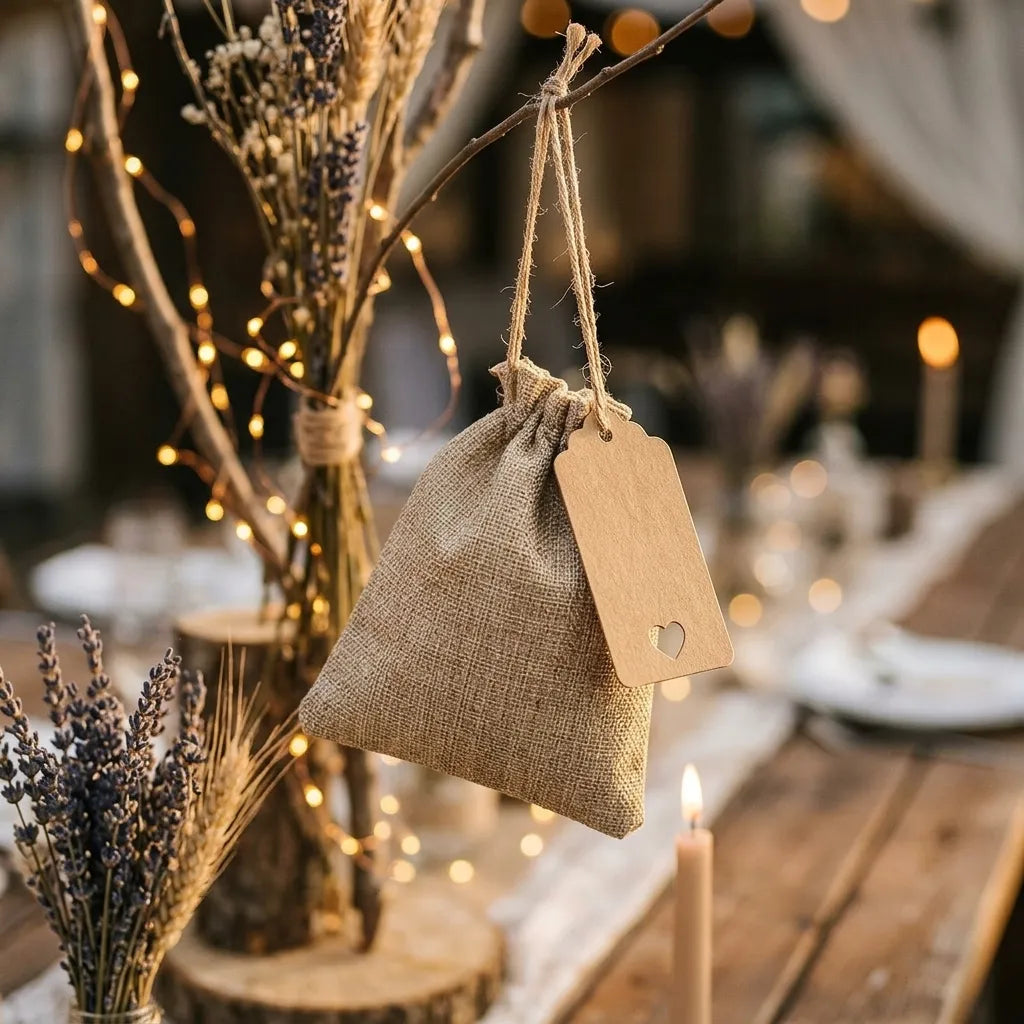 Petit Sac à Dragées en Jute Minimaliste