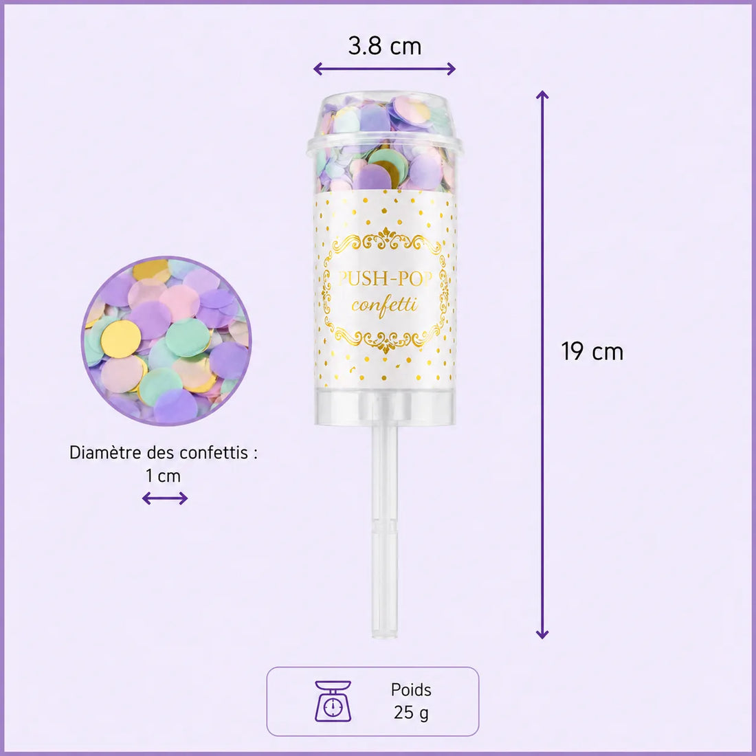 Petit lanceur à Confettis Violets Festif