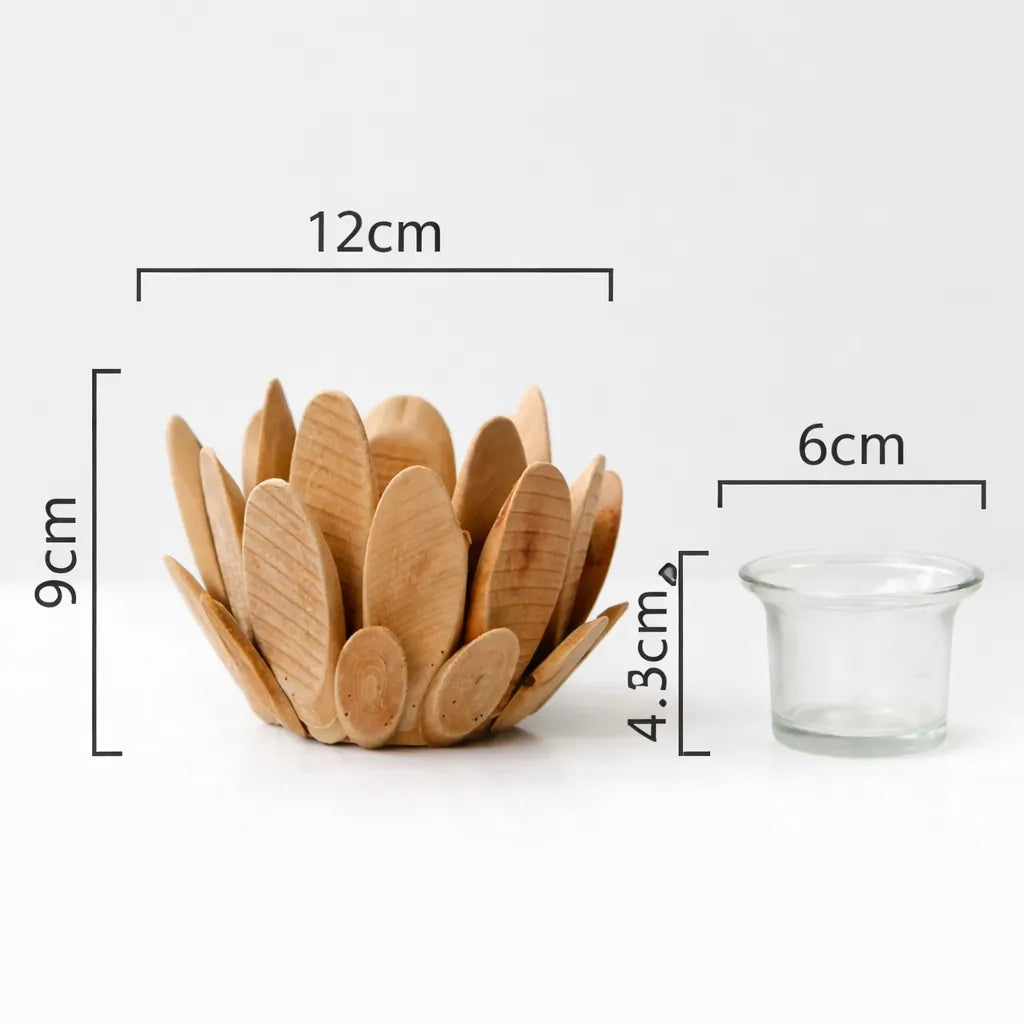 Photophore Fleur en Bois Chic