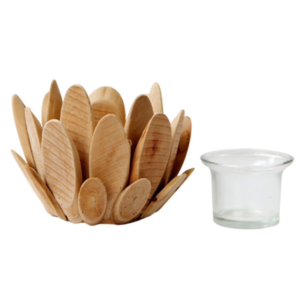 Photophore Fleur en Bois Minimaliste