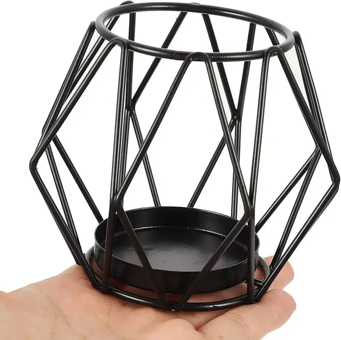 Photophore Géométrique Noir Minimaliste