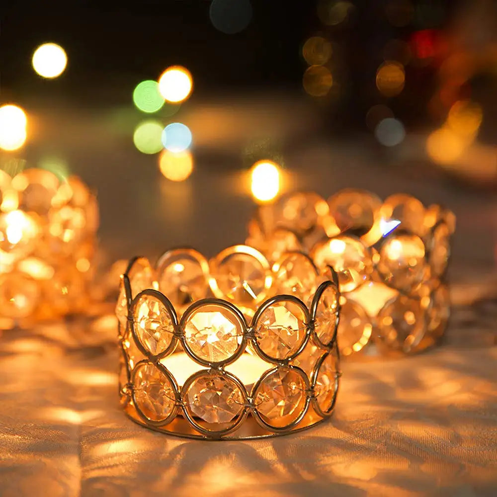 Photophore Mariage Doré en Cristal Chic
