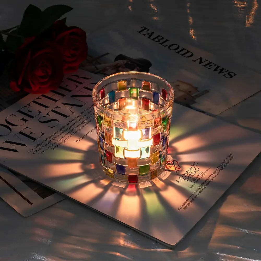 Photophore Mariage Romantique en Vitrail Chic