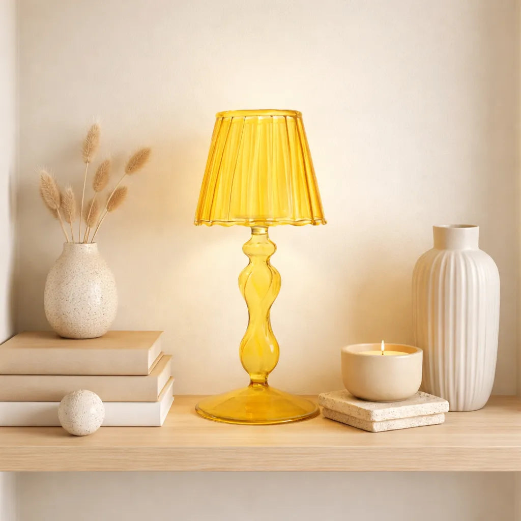 Photophore à Pied Jaune Design
