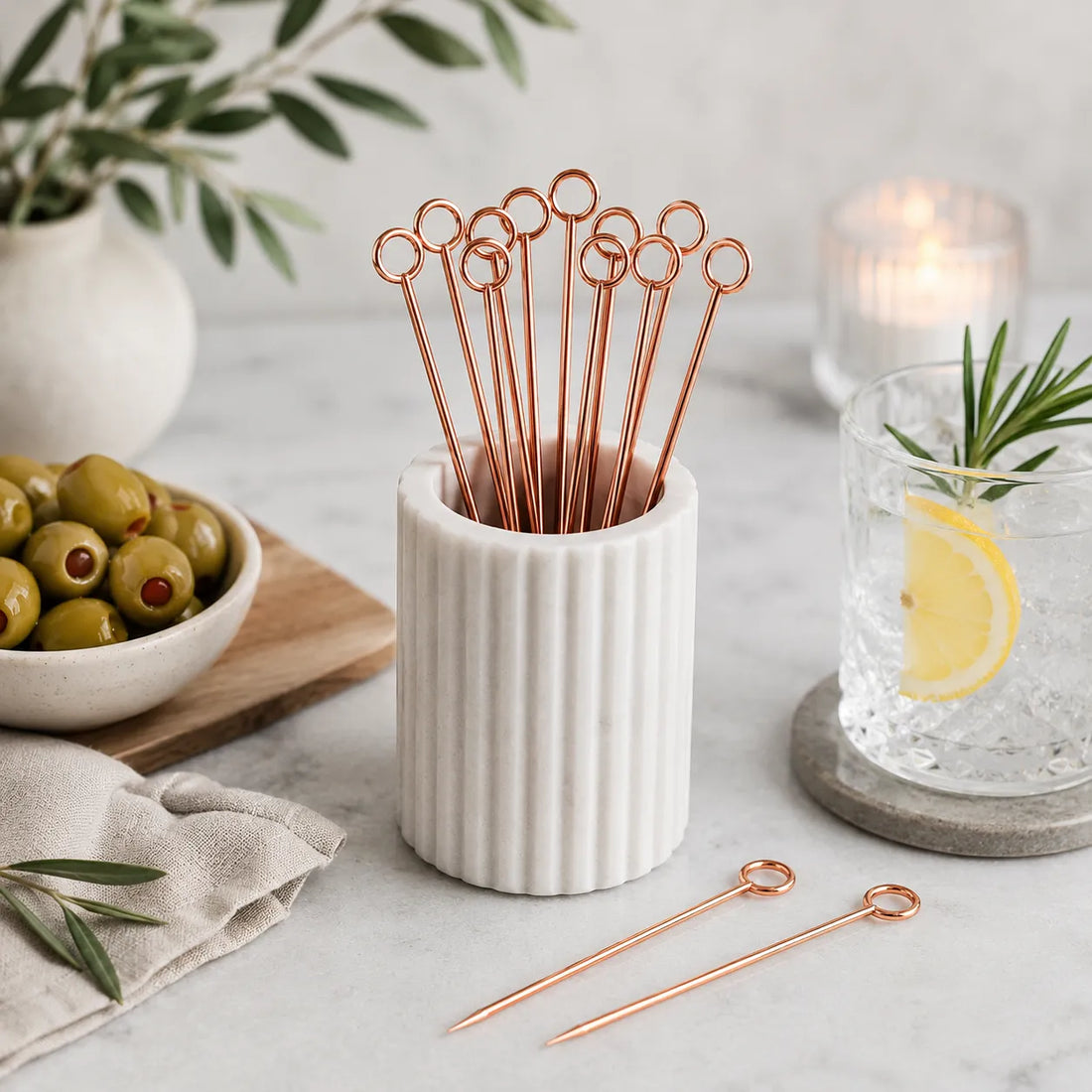 Pic Cocktail Rose Gold en Acier Inoxydable Elégant