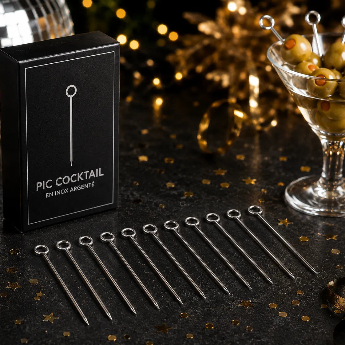 Pic Cocktail en Inox Argenté Moderne