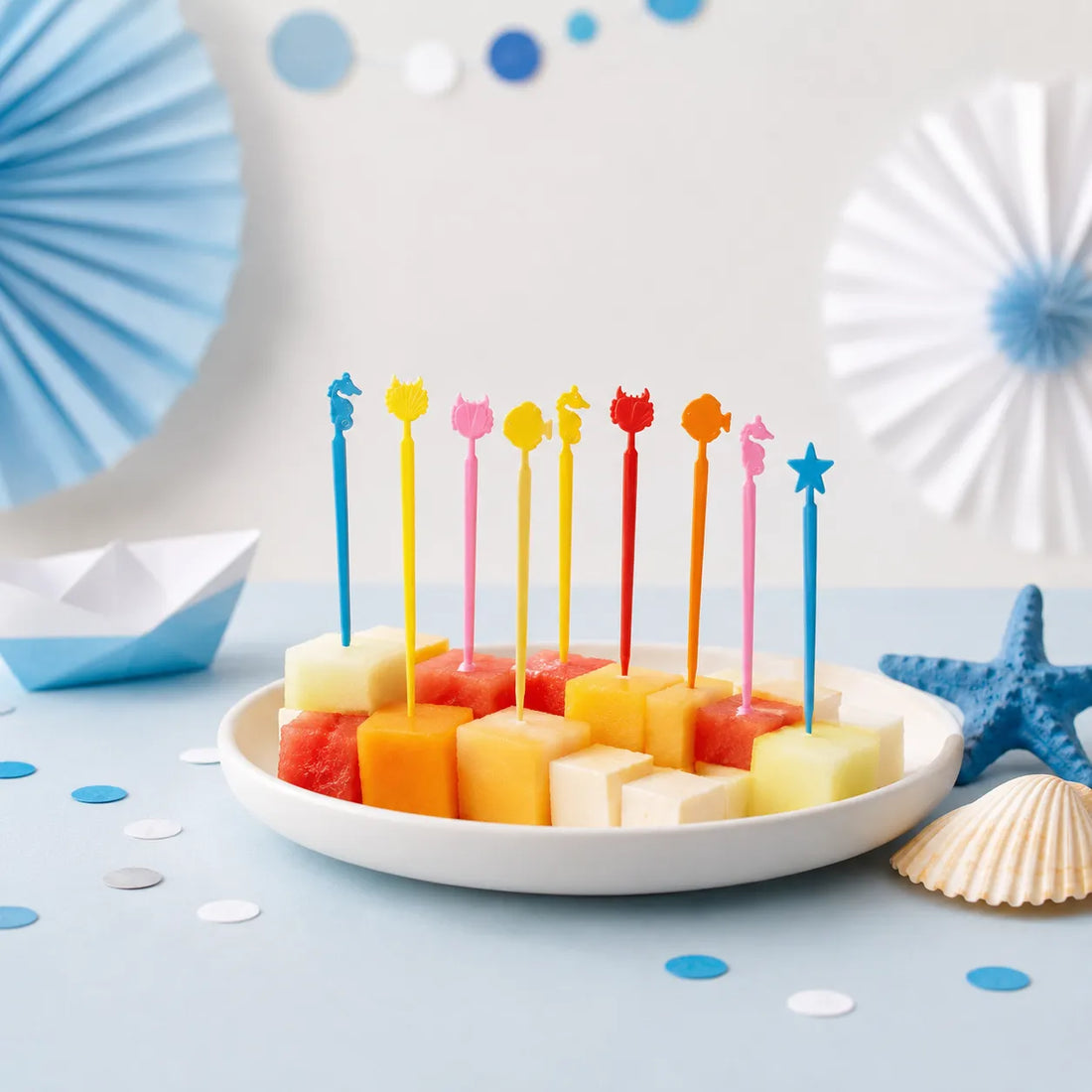 Pics Alimentaires en Plastique thème Océan Colorée