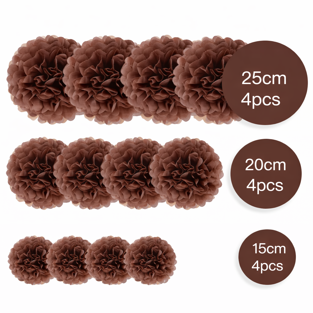 Pompons Décoratifs Marron Diamètre