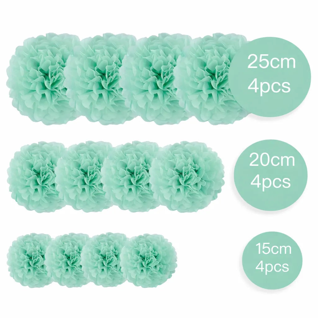 Pompons Papier de Soie Vert Menthe Douce