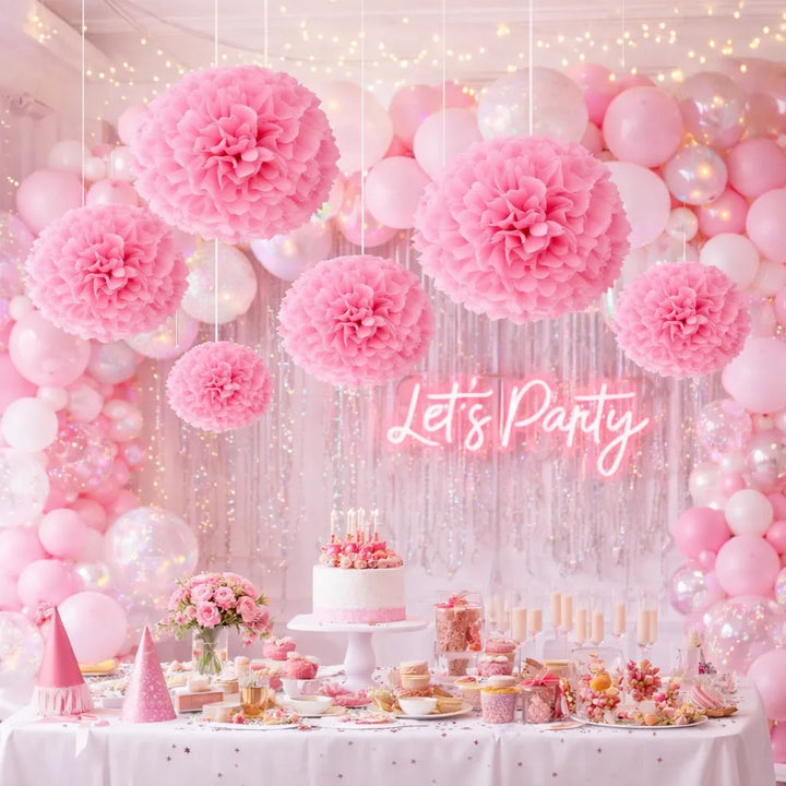 Pompons Roses Décoratifs