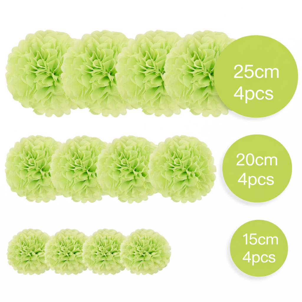 Pompons de Fête Verts Diamètre