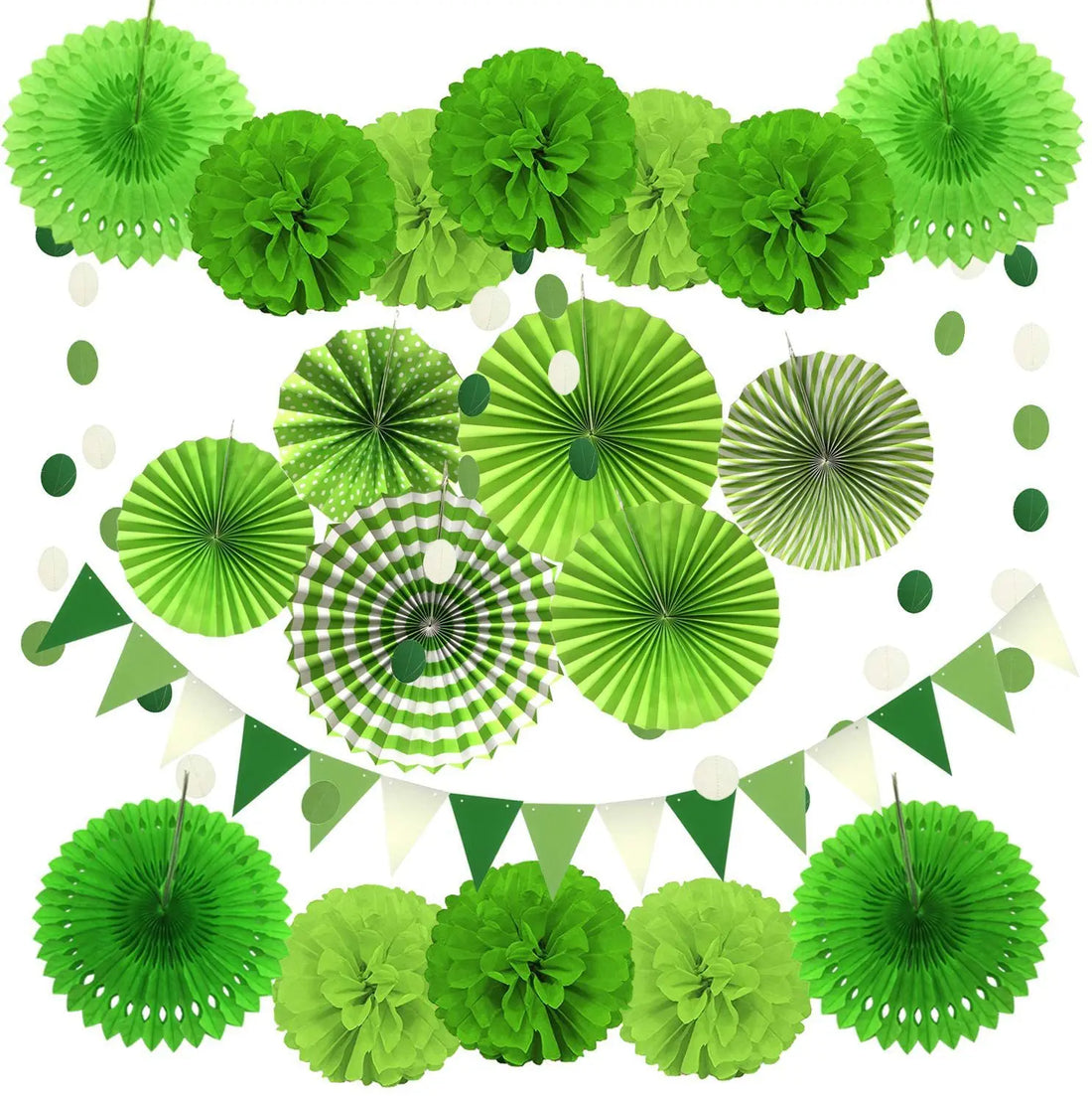 Pompons et Rosaces Décoratifs Verts naturel