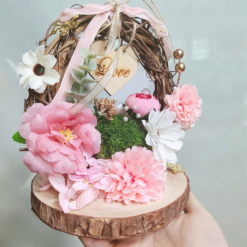 Porte Bagues Mariage à Fleurs Roses Unique