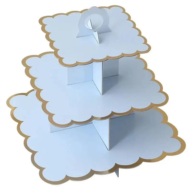 Présentoir Carré Bleu En Carton à Cupcakes accueillant