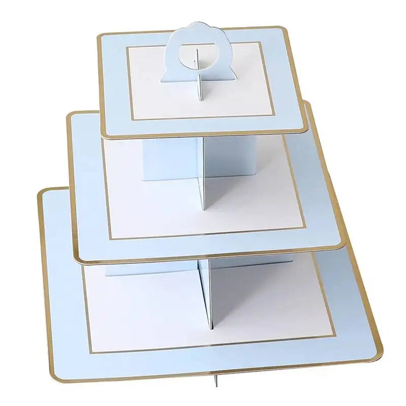 Présentoir Cupcake Carton Bleu et Blanc Doux