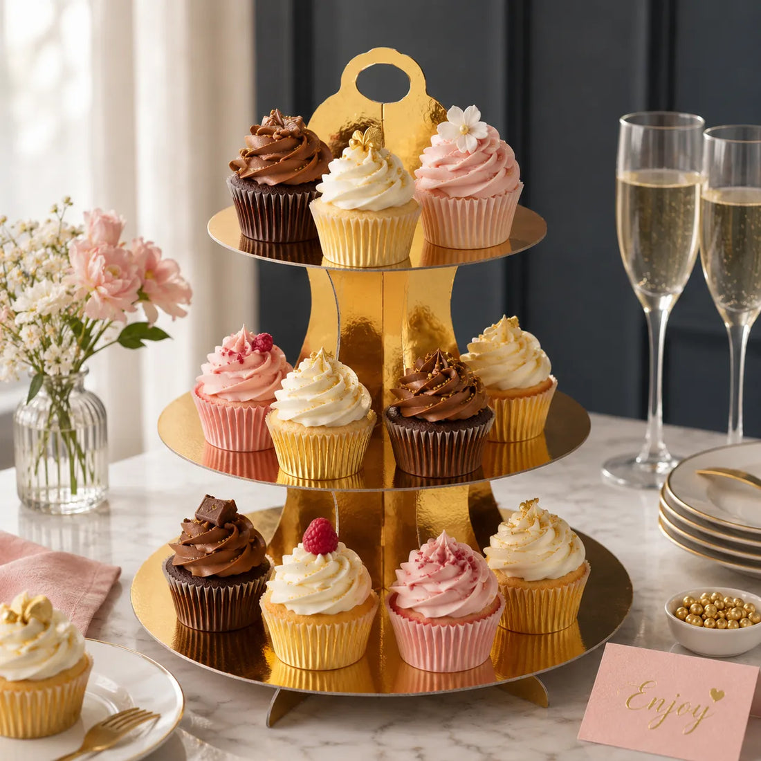 Présentoir à Cupcake Doré