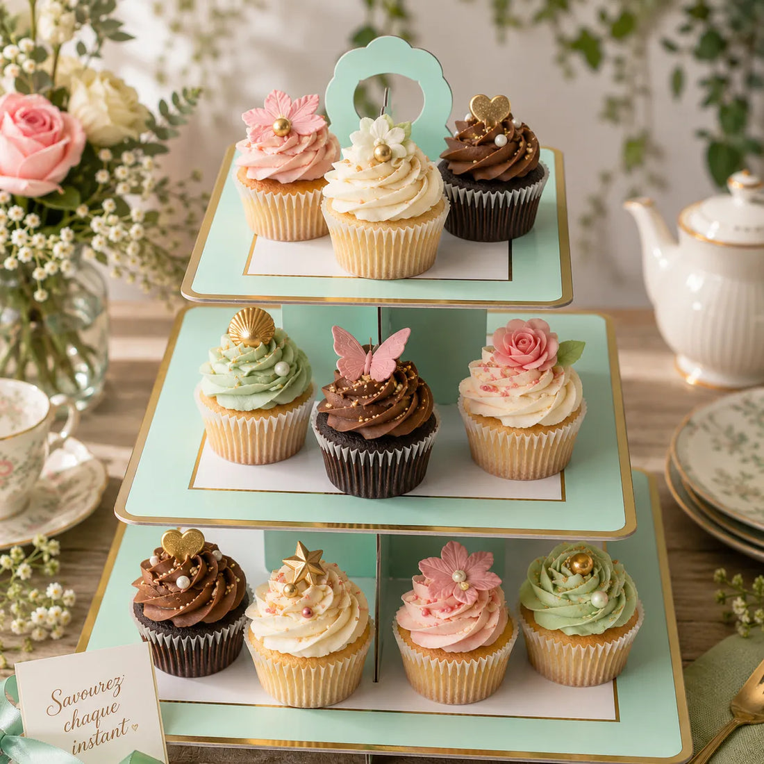 Présentoir Cupcake En Carton à Trois Niveaux élégant