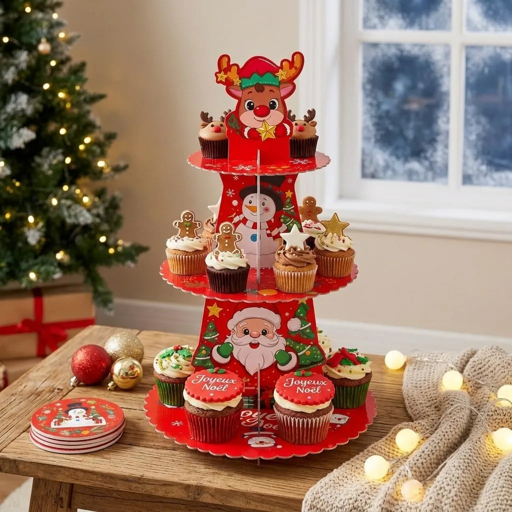 Présentoir à Cupcake Merry Christmas Unique