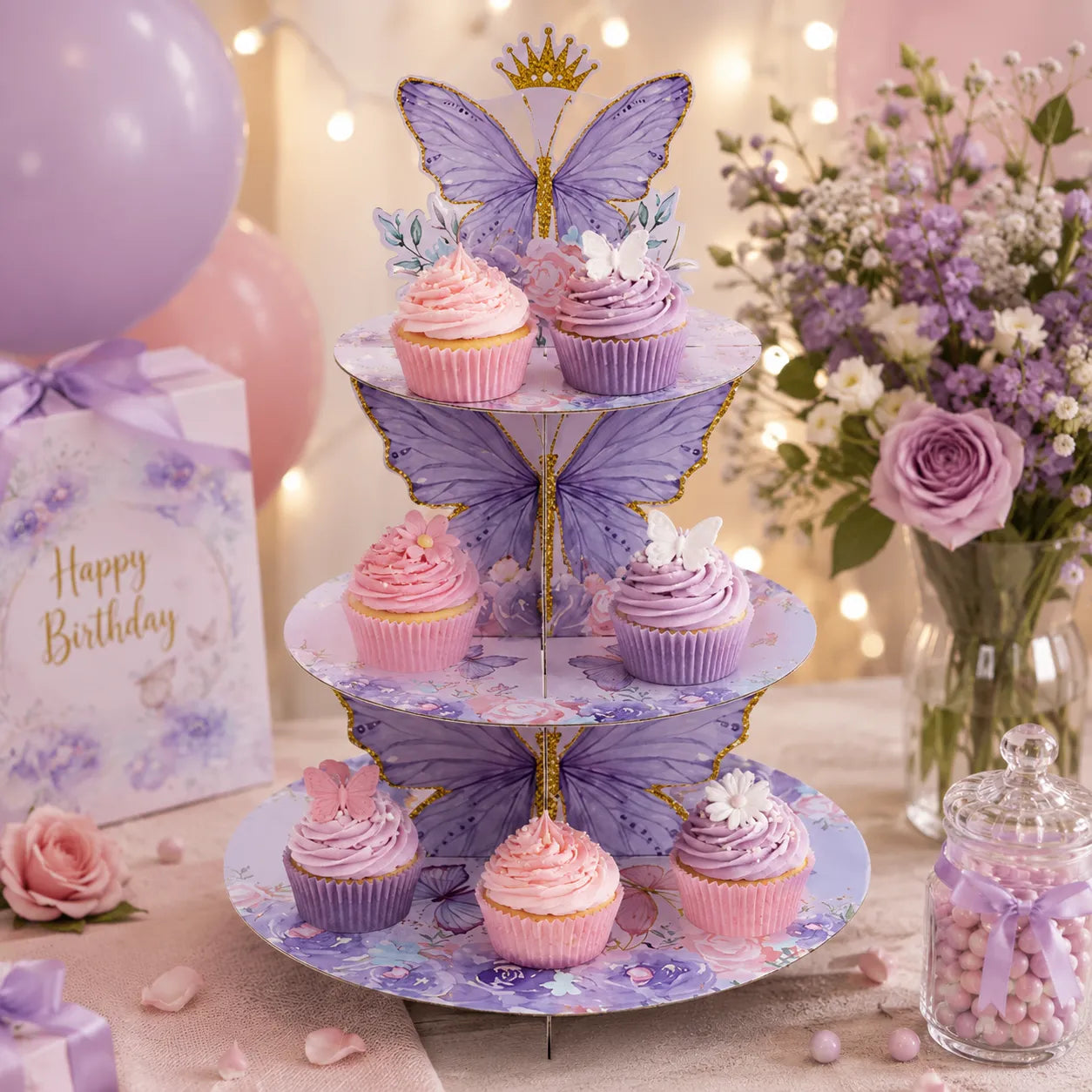 Présentoir Cupcake Papillons 