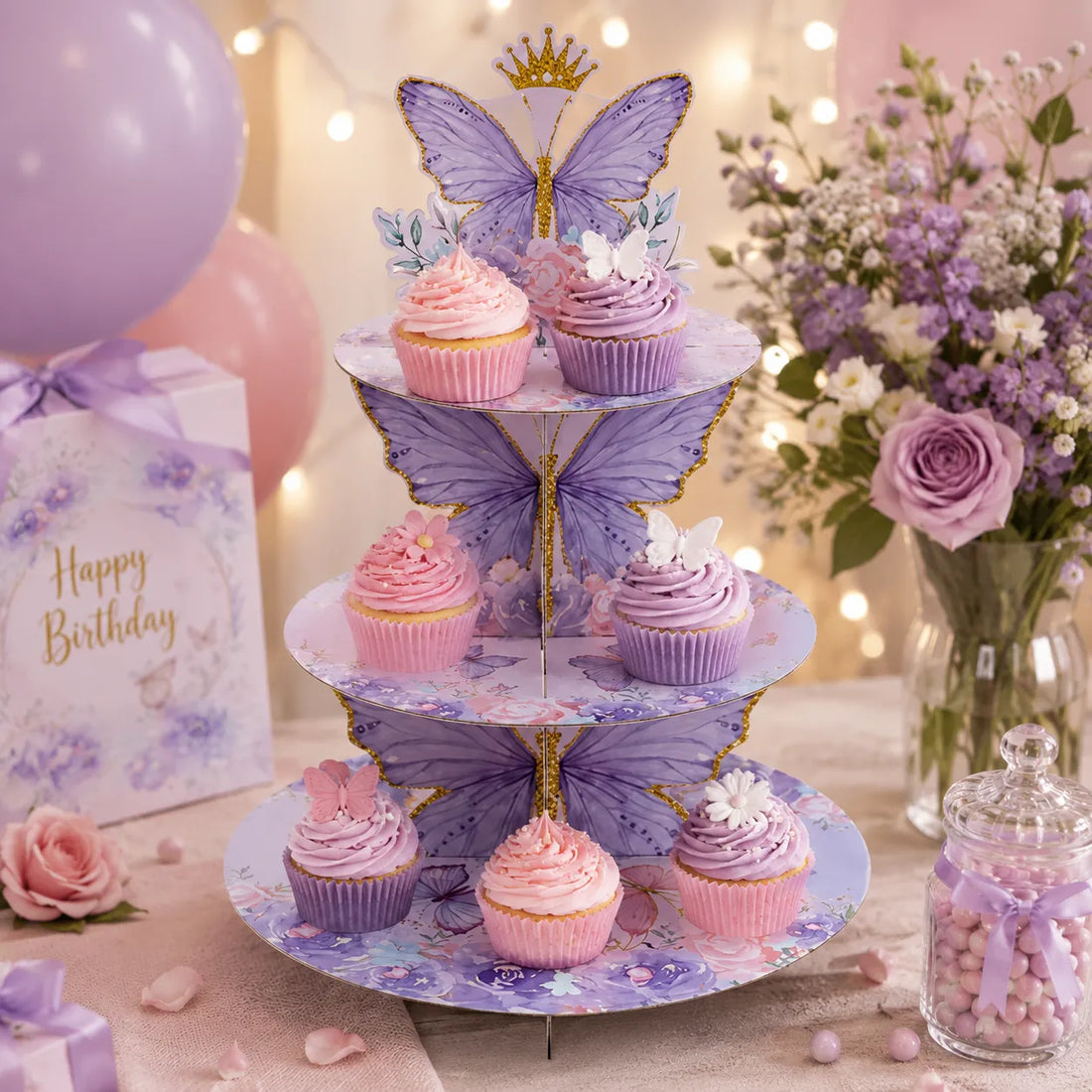 Présentoir Cupcake Papillons 