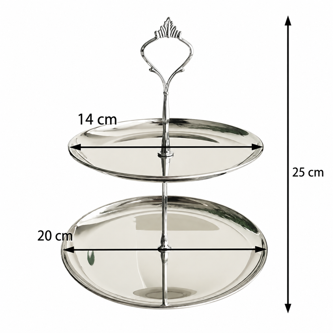 Présentoir à Cupcake Rond Argenté 2 Tiers