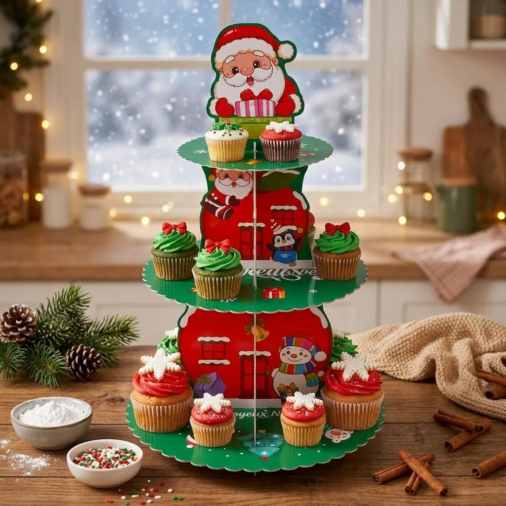 Présentoir à Cupcake Vert Noël Festif