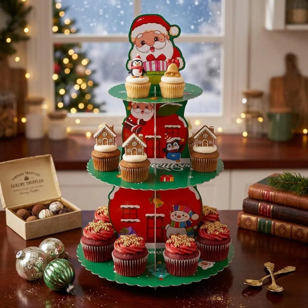 Présentoir à Cupcake Vert Noël Unique